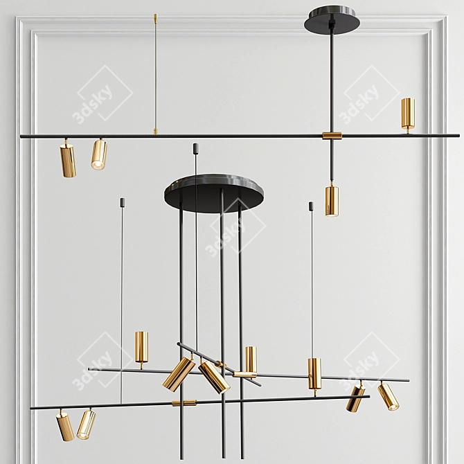 Modern Tribal Elegance Chandelier 3D model image 1