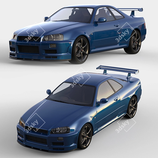 Unmodified Nissan Skyline R34 3D model image 1