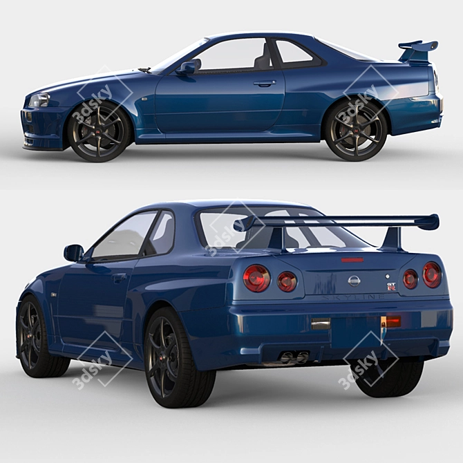 Unmodified Nissan Skyline R34 3D model image 2