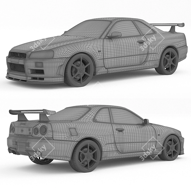 Unmodified Nissan Skyline R34 3D model image 3