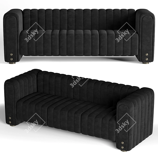 Inglewood Arch Leather Sofa - Timeless Elegance 3D model image 1