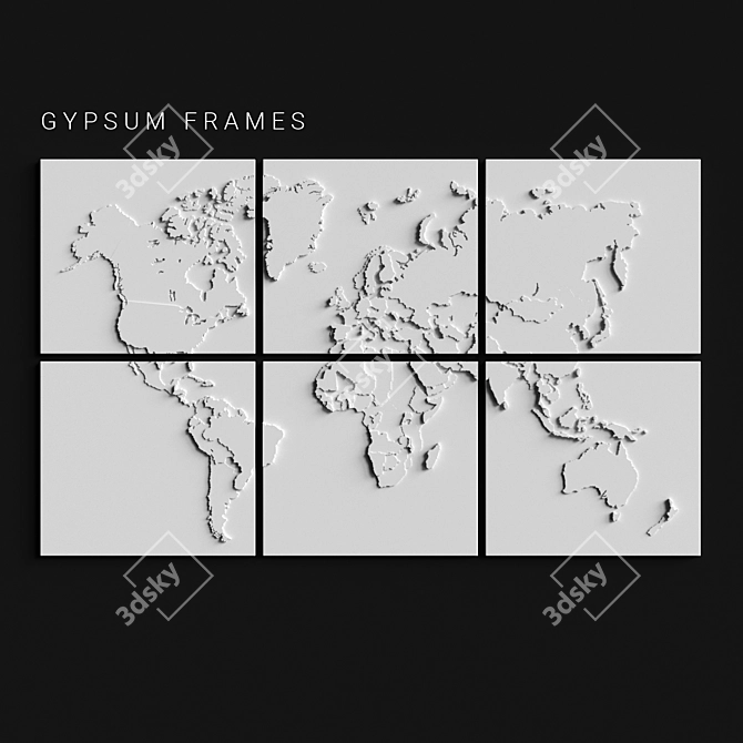 World Map Gypsum Frames 3D model image 1