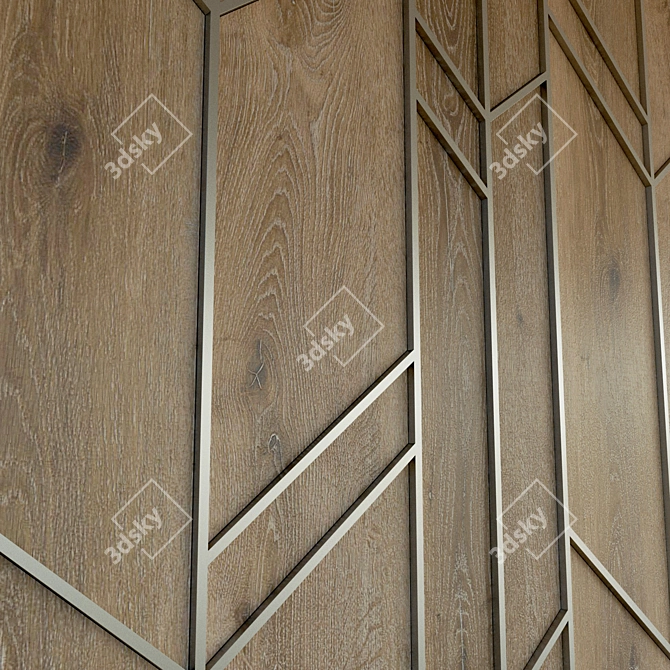 Elegant Wooden Wall Panel 3D model image 2