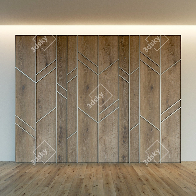 Elegant Wooden Wall Panel 3D model image 3