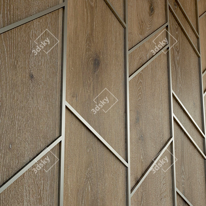 Wooden Wall Panel with Metal Frame 3D model image 2