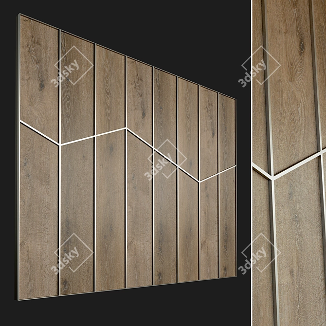 Elegant Wood Panel Wall 3D model image 1