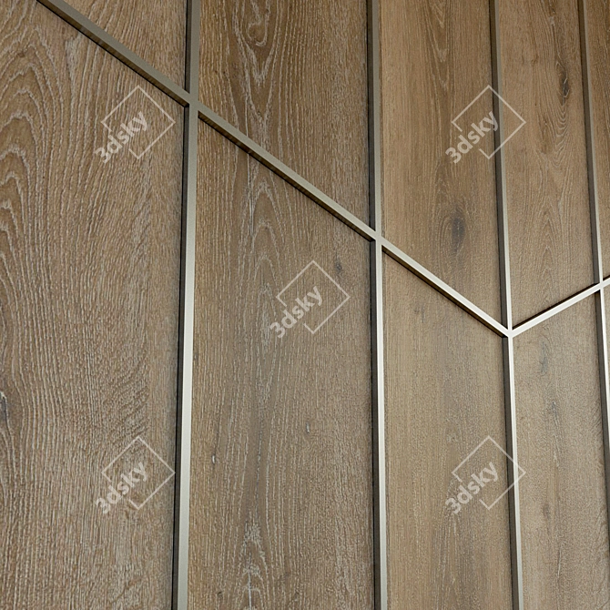 Elegant Wood Panel Wall 3D model image 2