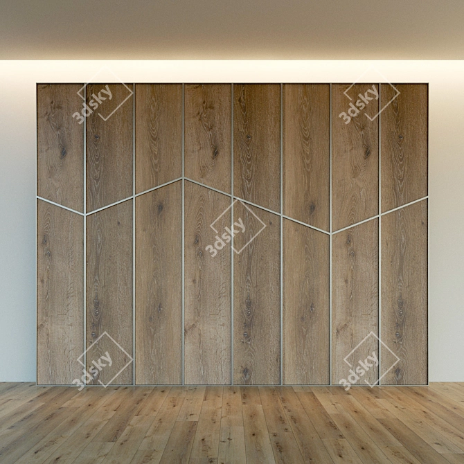 Elegant Wood Panel Wall 3D model image 3