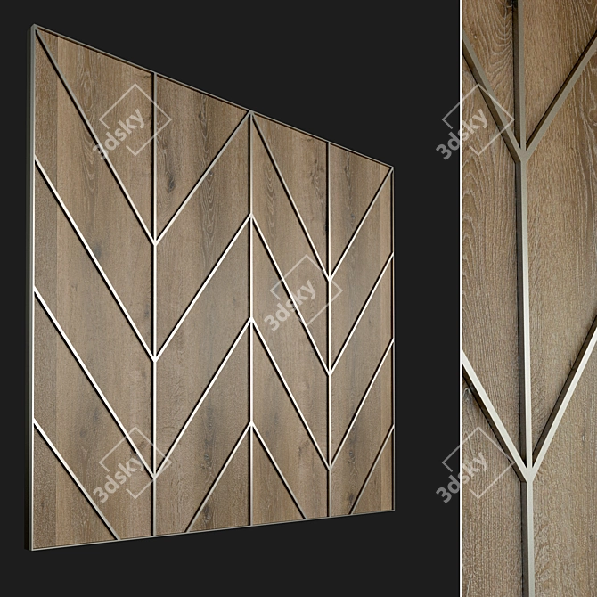 Wooden 3D Wall Panel with Metal Frame 3D model image 1