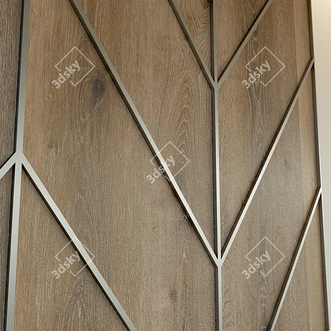 Wooden 3D Wall Panel with Metal Frame 3D model image 2