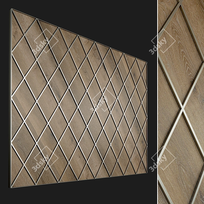 3D Wood Panel - Decorative Wall 3D model image 1