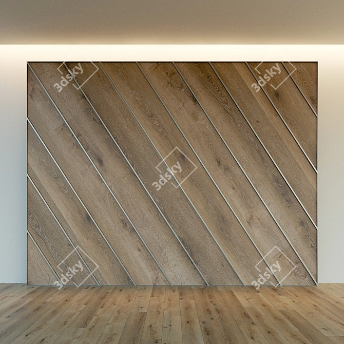 Wooden 3D Wall Panel with Metal Frame 3D model image 3