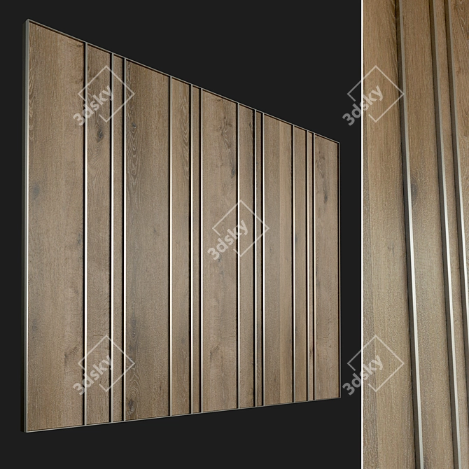 Wooden Decorative Wall Panel 3D model image 1