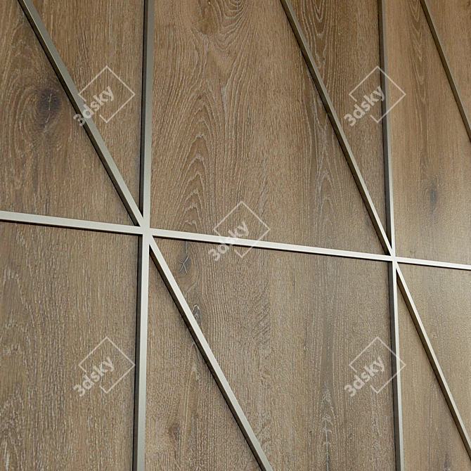 Wooden Decorative Wall Panel 3D model image 2
