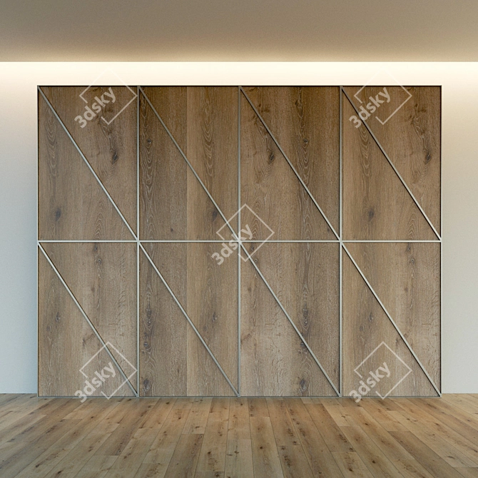 Wooden Decorative Wall Panel 3D model image 3