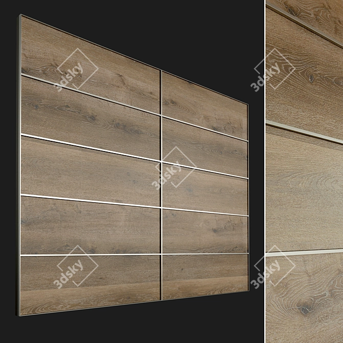 3D Wood Panel with Metal Frame 3D model image 1