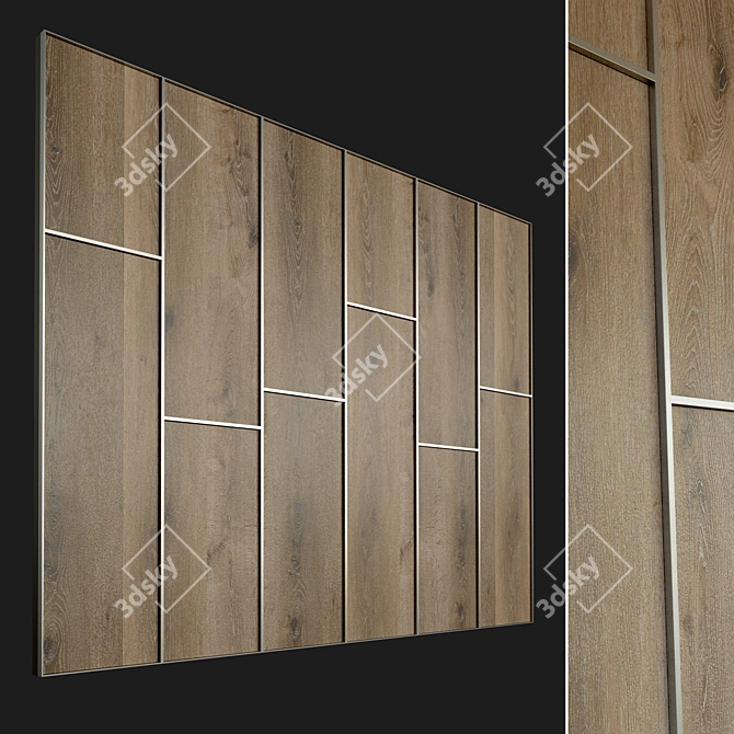 Wooden Decorative Wall Panel 3D model image 1