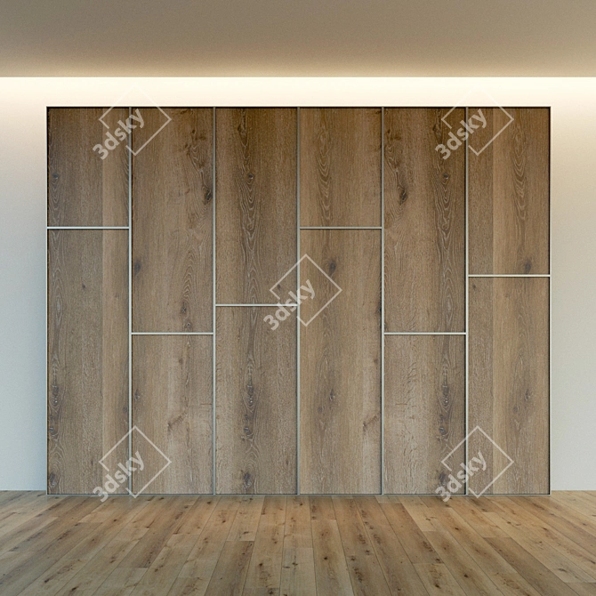 Wooden Decorative Wall Panel 3D model image 3