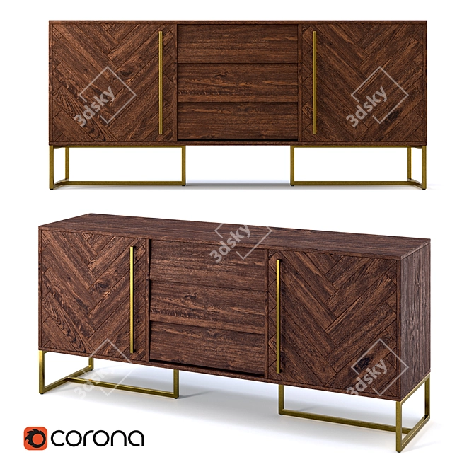 Dutchbone Class High Sideboard: Elegant, Stylish, Functional 3D model image 1