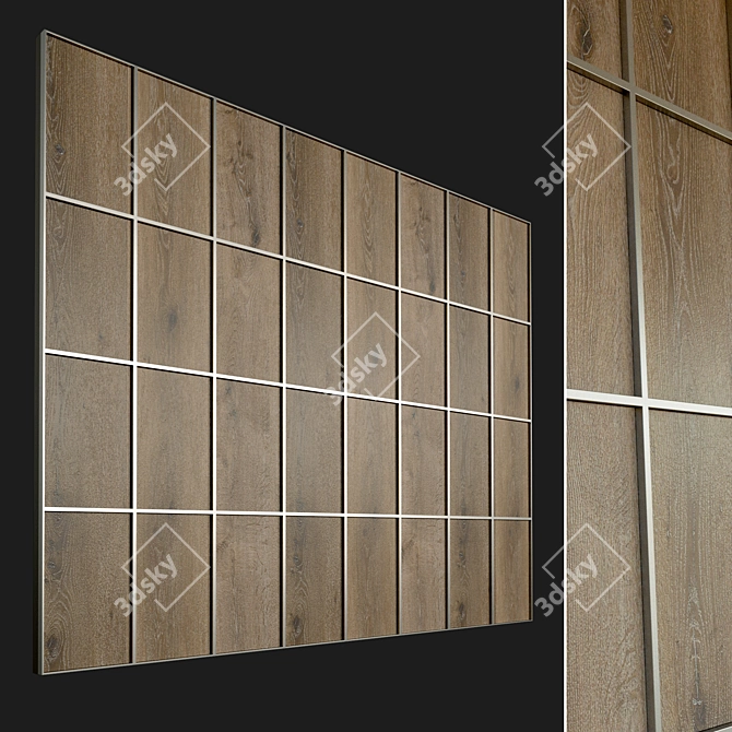 Wooden Decorative Wall Panel 3D model image 1