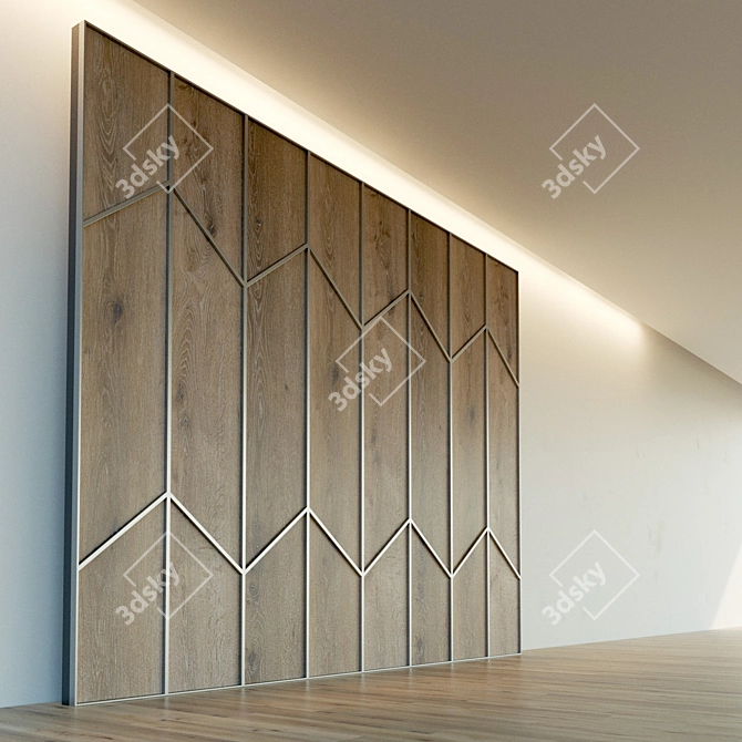 Wooden Decorative 3D Wall Panel 3D model image 3