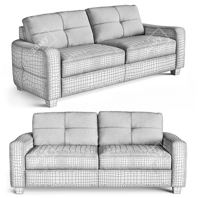 Elegant Jasmine Leather Loveseat 3D model image 3