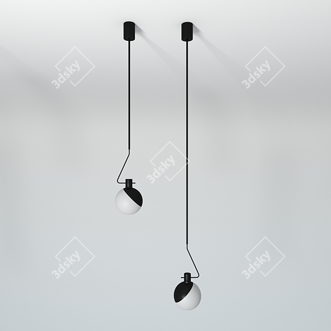 Elegant Black Glass Ceiling Lamp 3D model image 1