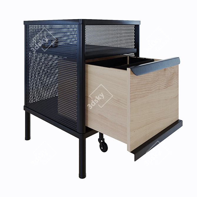 Sleek Mesh Black Storage Unit 3D model image 1