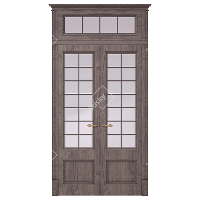 Elegant Walnut Veneer Entrance Door 3D model image 1