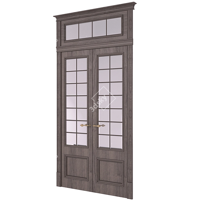 Elegant Walnut Veneer Entrance Door 3D model image 2
