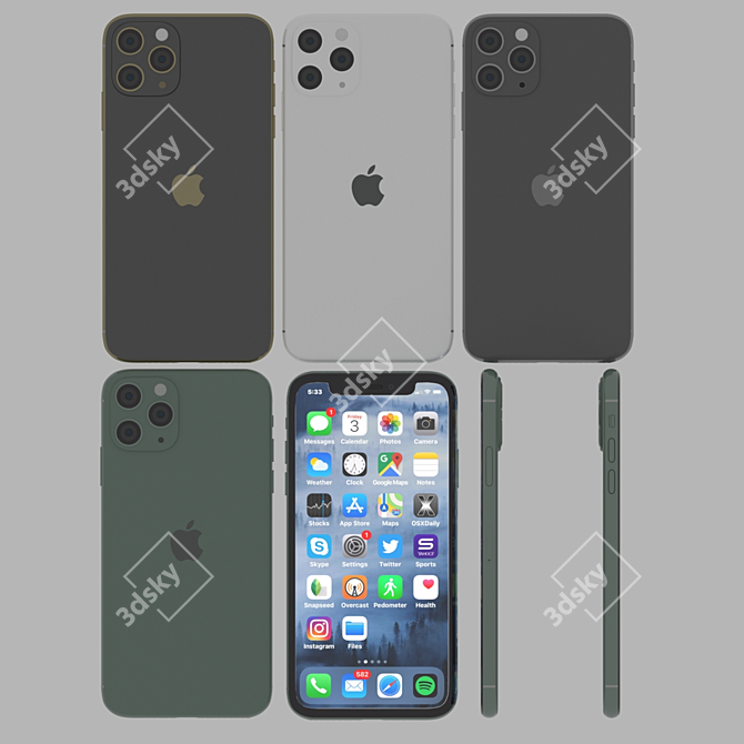 Sleek 2019 iPhone 11 Pro 3D model image 1