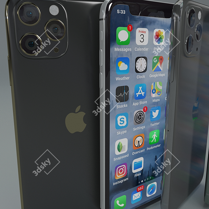 Sleek 2019 iPhone 11 Pro 3D model image 3