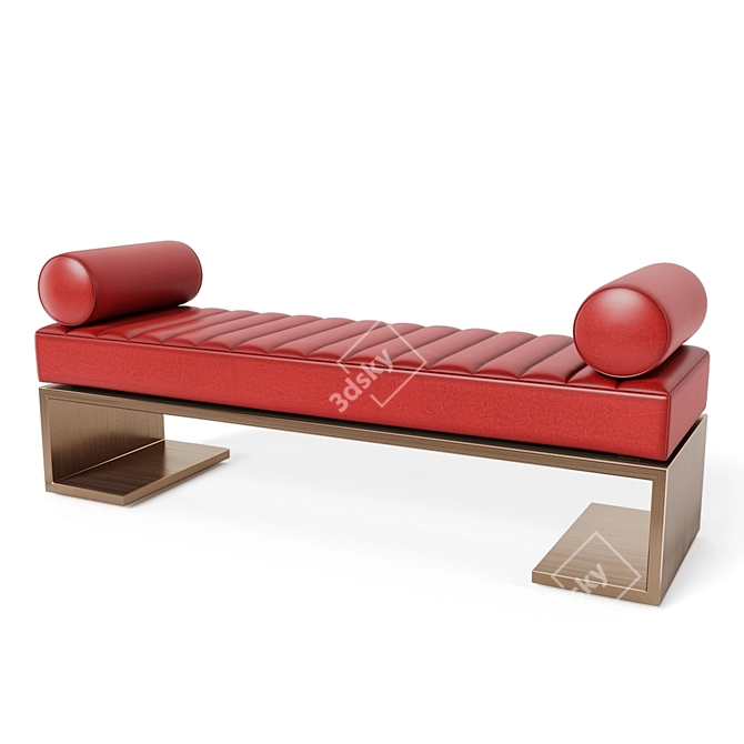 Kimani Red Leather Bench: Sleek Elegance 3D model image 1