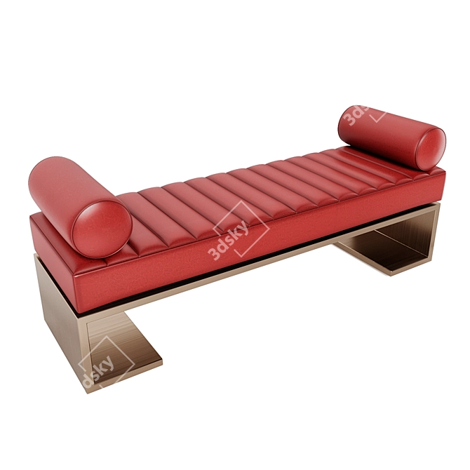Kimani Red Leather Bench: Sleek Elegance 3D model image 2