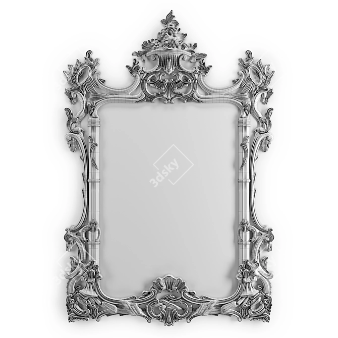 Elegant Chippendale Gold Leaf Mirror 3D model image 2