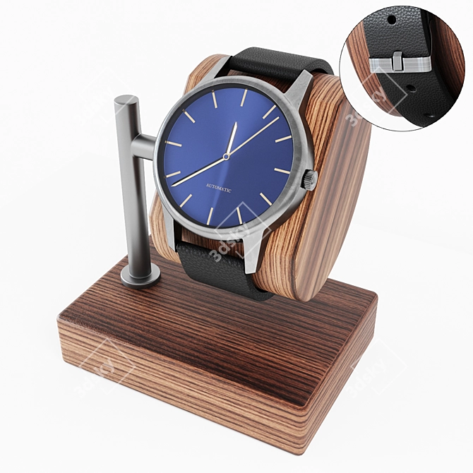 Sleek Stainless Steel Timepiece 3D model image 1