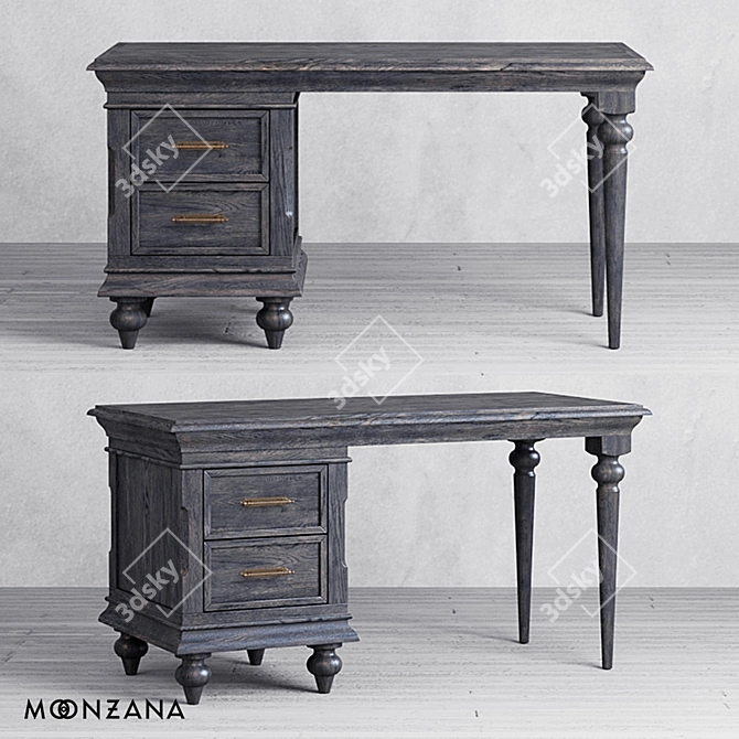 Rhineland Oak Wooden Desk 3D model image 1