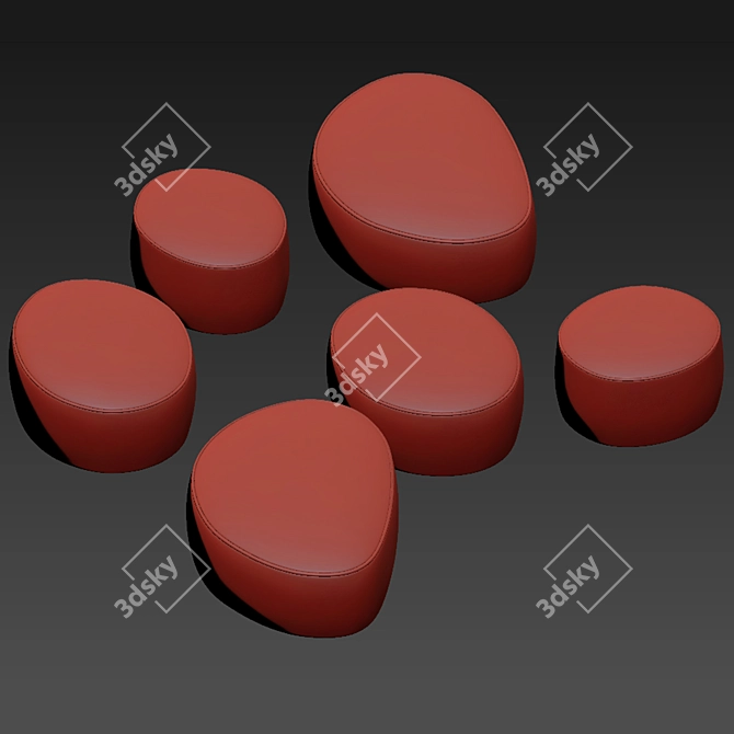 Rock-Inspired Pouf Seating 3D model image 2