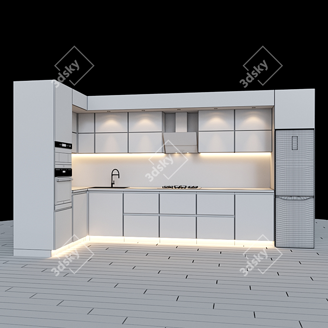 Gas Cooktop with Built-in Electric Oven 3D model image 2