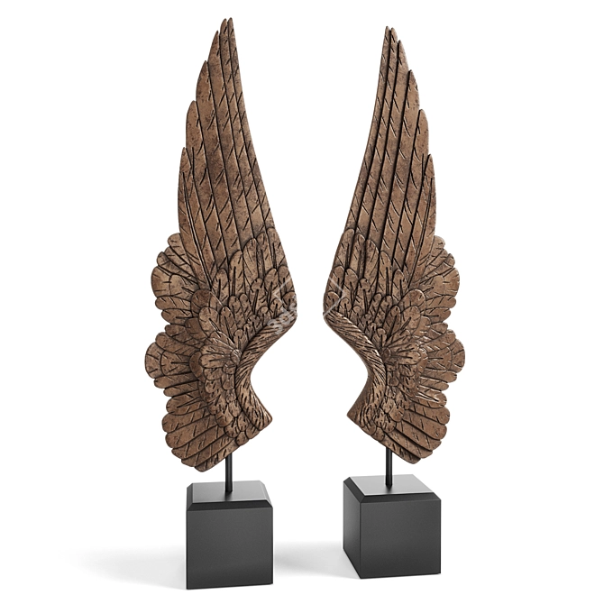 Gilded Guardian Angel Wings 3D model image 1