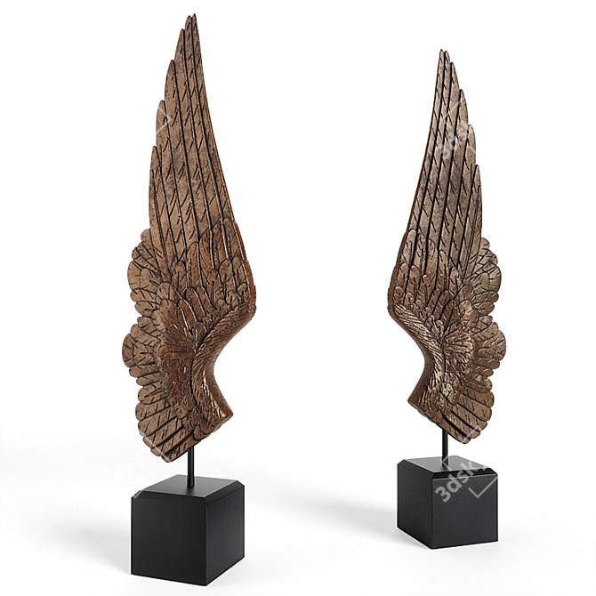 Gilded Guardian Angel Wings 3D model image 2