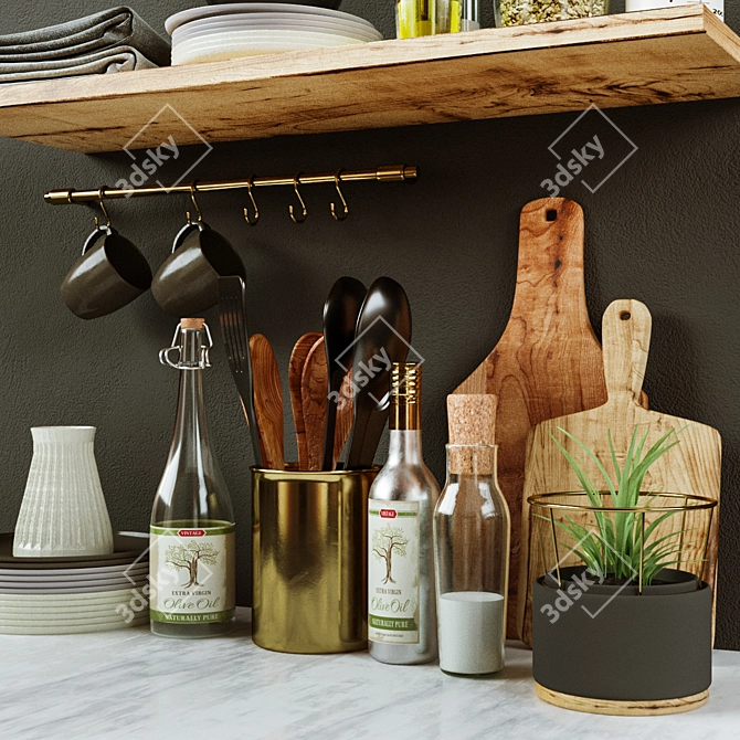 Elegant Kitchen Decor Set 3D model image 2