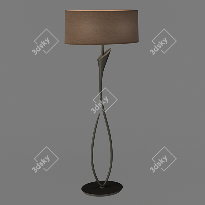 Elegant Lua Floor Lamp with Cotton Shade 3D model image 1