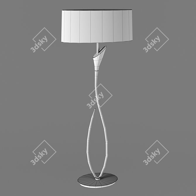 Elegant Lua Floor Lamp with Cotton Shade 3D model image 2