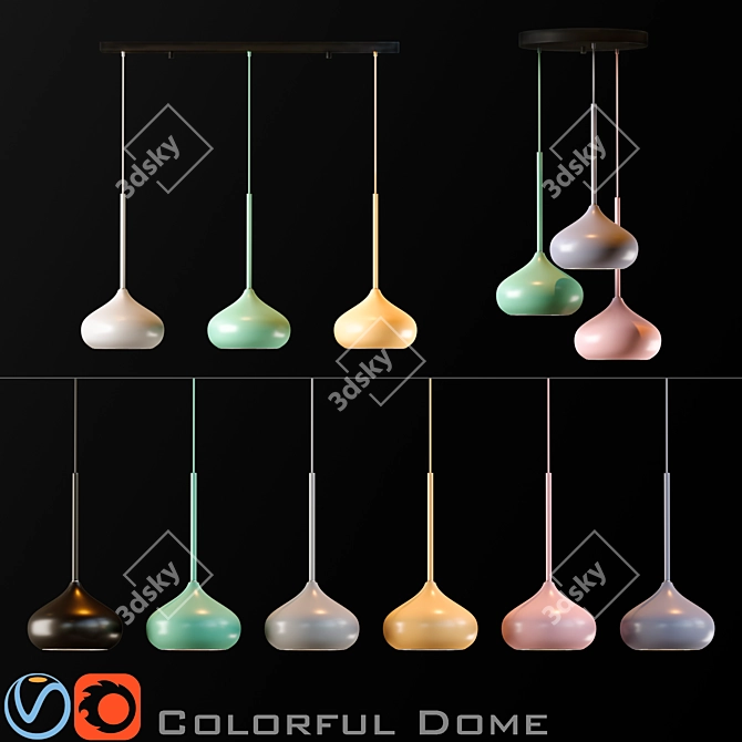 Vibrant Dome Pendant Lampshade 3D model image 1