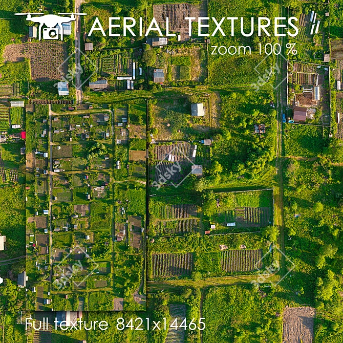 Title: Aerial Country Textured Plots 3D model image 1