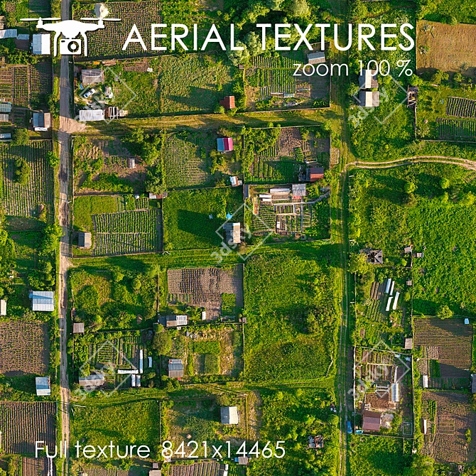 Title: Aerial Country Textured Plots 3D model image 2
