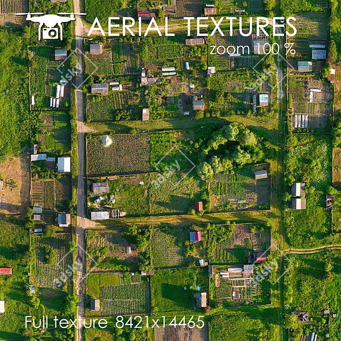 Title: Aerial Country Textured Plots 3D model image 3