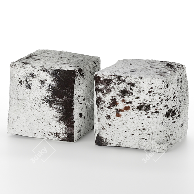 Cowhide Cube Pouf by La Redoute 3D model image 1