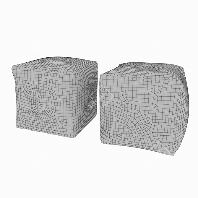 Cowhide Cube Pouf by La Redoute 3D model image 2